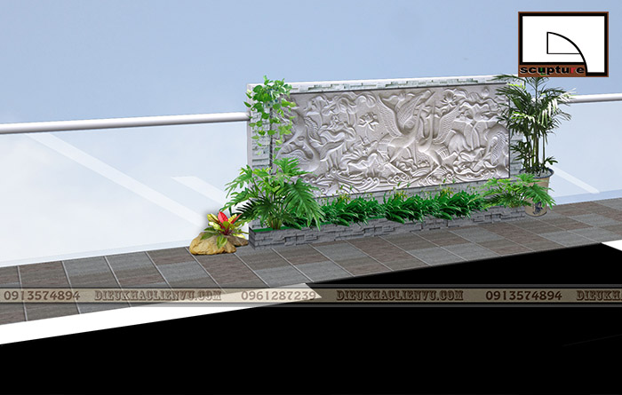 Thiết kế sân vườn đẹp với phù điêu